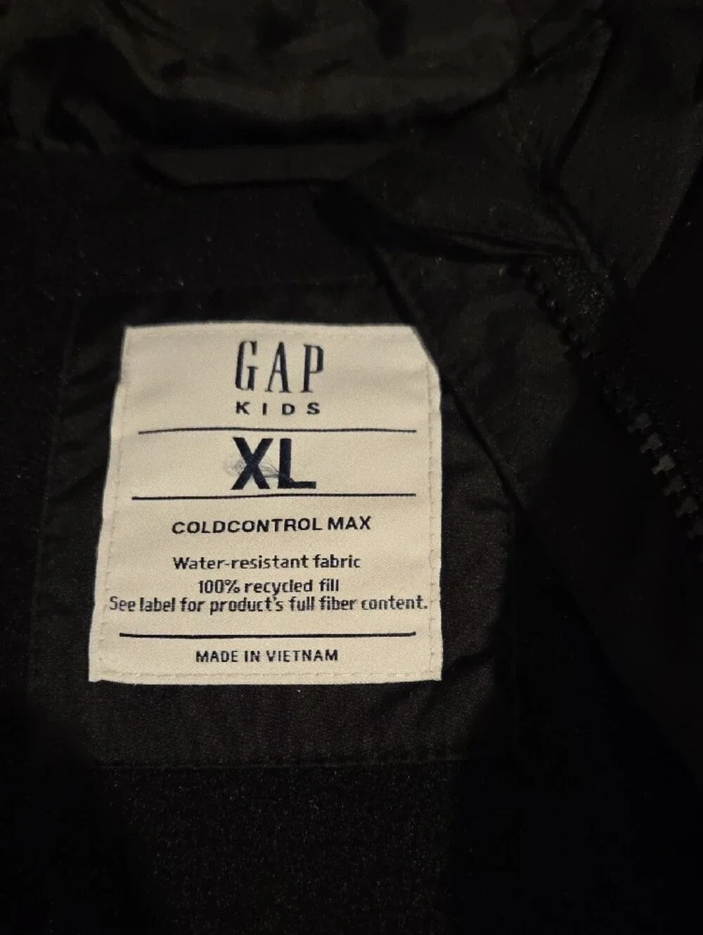 GAP Black Women's Long Puffer Coat with Faux Fur Hood Trim
